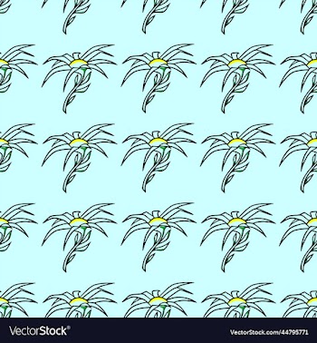 seamless floral pattern of black contour flowers