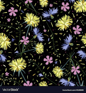 seamless floral pattern on black background