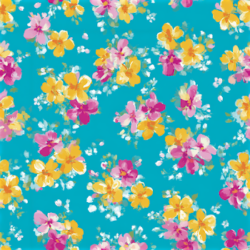 Seamless Floral Pattern on Turquoise Background