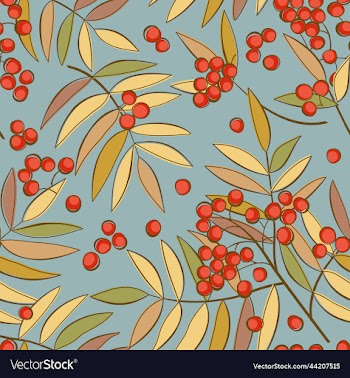 seamless floral pattern with ashberry on blue