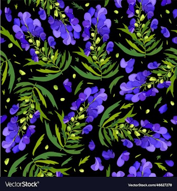 seamless floral pattern with blue aconite