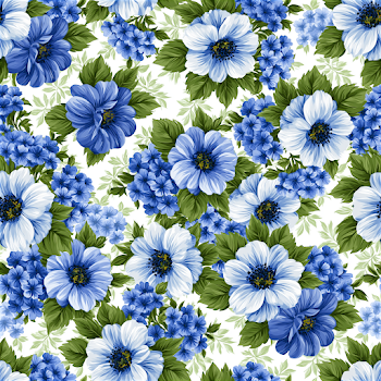 Seamless Floral Pattern with Blue Flowers