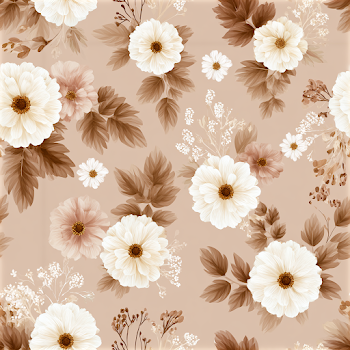Seamless Floral Pattern with Cream and Soft Brown Flowers