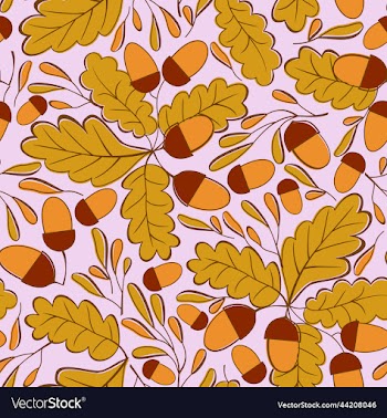 seamless floral pattern with oak branches and