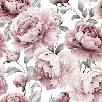 Seamless Floral Pattern with Peonies and Buds