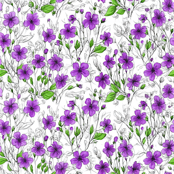 Seamless Floral Pattern with Purple Blossoms