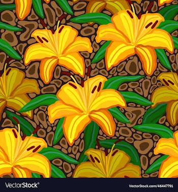 seamless floral pattern with tiger lillies and