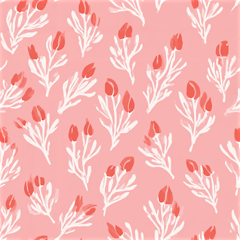 Seamless Floral Pattern with Tulip-like Buds on Dusty Pink Background