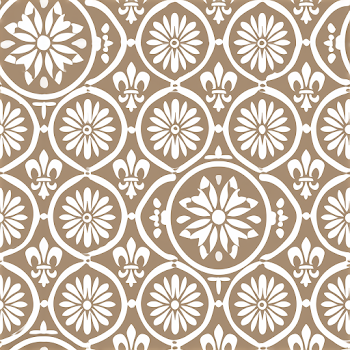 Seamless Floral Tile Pattern on Warm Taupe Background