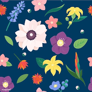 Seamless flower and leaves pattern | Free stock vector - 389695