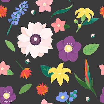 Seamless flower and leaves pattern | Free stock vector - 390017