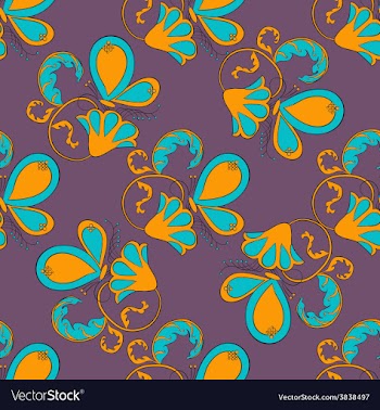 Seamless flower with butterfly on violet vector image