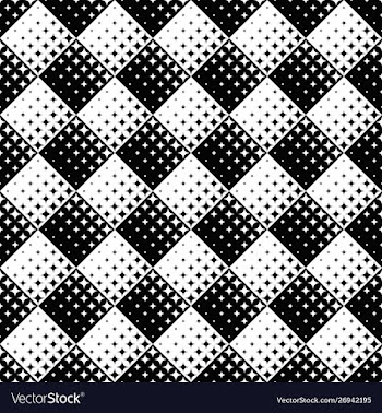 Seamless geometrical black and white curved star vector image