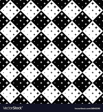 Seamless geometrical monochrome curved star vector image