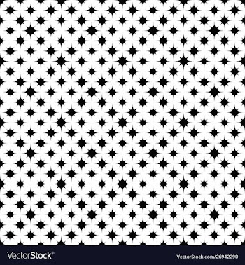 Seamless geometrical monochrome curved star vector image