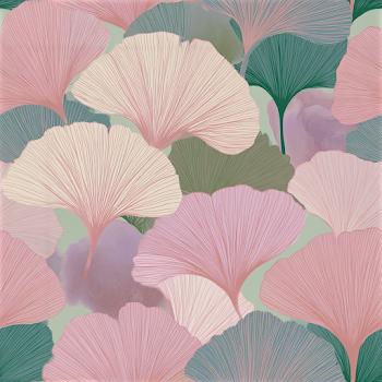 Seamless Ginkgo Biloba Pattern in Soft Pastels