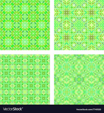 Seamless green mosaic pattern set vector image