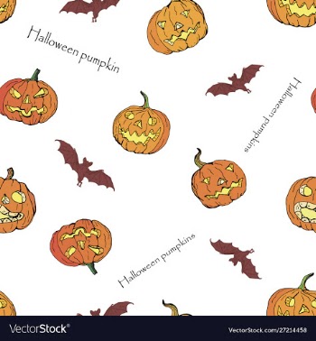 Seamless halloween backgroundsmiling pumpkin and vector image