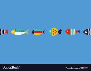 seamless horizontal border with fish