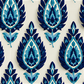Seamless Ikat Paisley Pattern with Mughal Embroidery Motifs