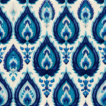 Seamless Ikat Paisley Pattern with Mughal Motifs
