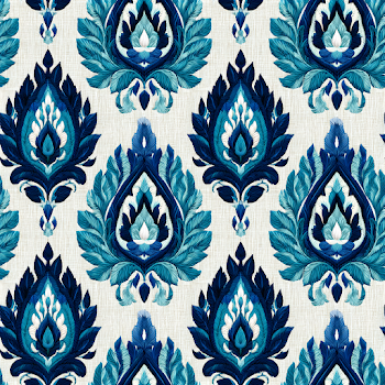 Seamless Ikat Paisley Pattern with Mughal Motifs