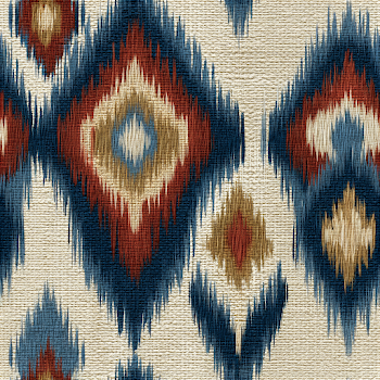 Seamless Ikat Textile Pattern with Geometric Motifs