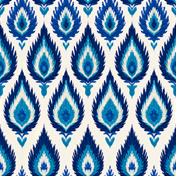 Seamless Indigo and Turquoise Paisley Pattern with Mughal Motifs