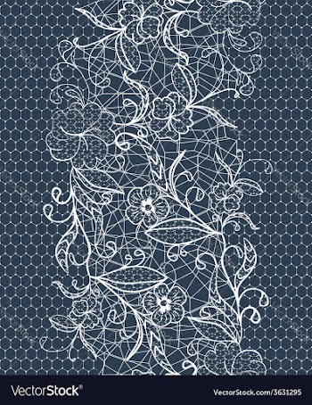 Seamless lace white ribbon on a dark background vector image