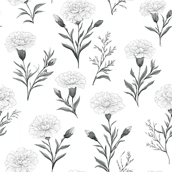 Seamless Line Art Pattern of Carnations