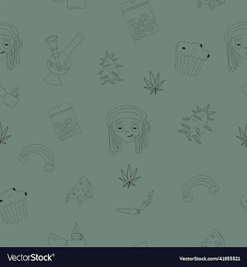 seamless mattern with outline marijuana elements