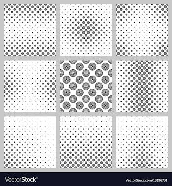 Seamless monochrome circle pattern design set vector image