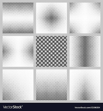 Seamless monochrome circle pattern design set vector image