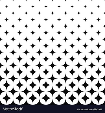 Seamless monochrome curved star pattern vector image