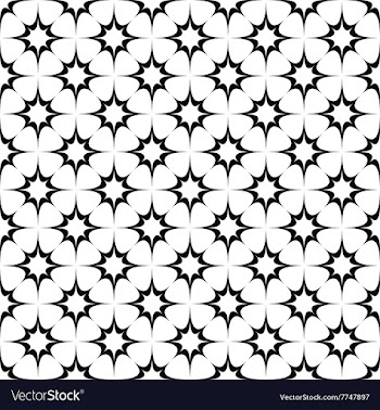 Seamless monochrome curved star pattern vector image