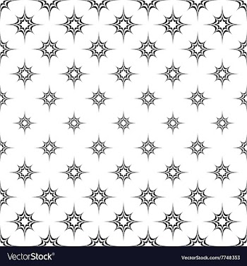 Seamless monochrome curved star pattern vector image