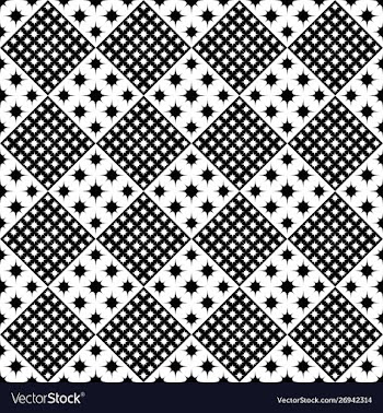 Seamless monochrome geometrical curved star vector image