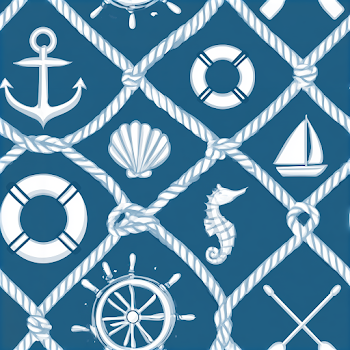 Seamless Nautical Pattern with Maritime Icons