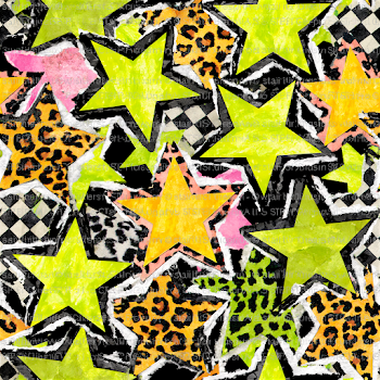 Seamless Neon Star Pattern with Animal Print Aesthetic