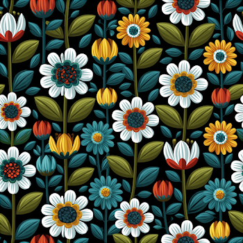 Seamless Nordic Floral Pattern
