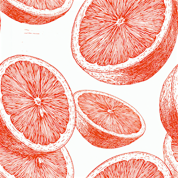 Seamless Orange Slice Pattern in Monochromatic Line Art