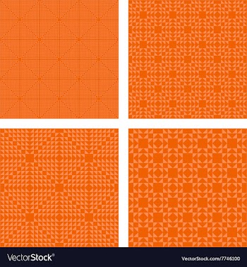 Seamless orange triangle pattern set vector image