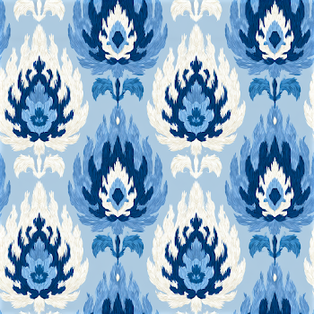 Seamless Pastel Blue Ikat Paisley Pattern