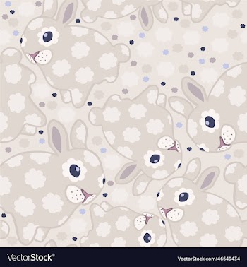 seamless pastel pattern with rabbits and flowers