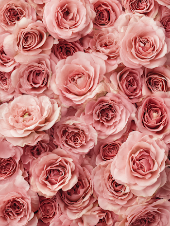 Seamless Pastel Red Rose Flat-lay Background