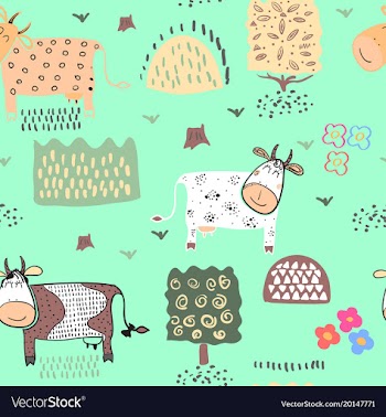 Seamless pattern background with cow vector image
