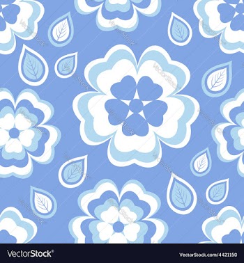  					Seamless pattern blue with sakura blossom vector image														