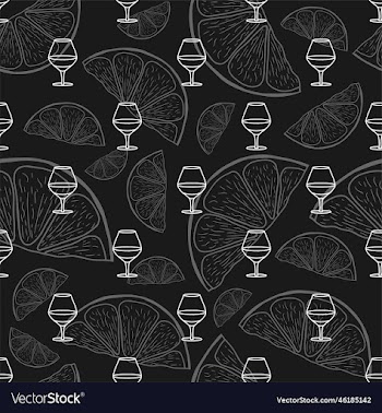 seamless pattern cognac glass lemon