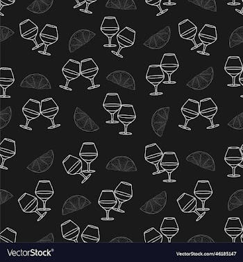 seamless pattern cognac glass lemon