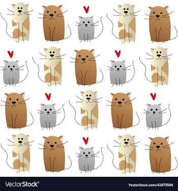 seamless pattern cute white cats with eyes